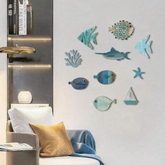 10Pcs Wooden Ocean Theme Wall Art Decor Set