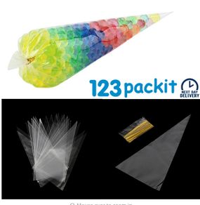 lot of 100 pcs clear sweet cones perfect for candy carts party buffet decoration wedding LOT OF 100 pcs size 25 cm x 13 cm