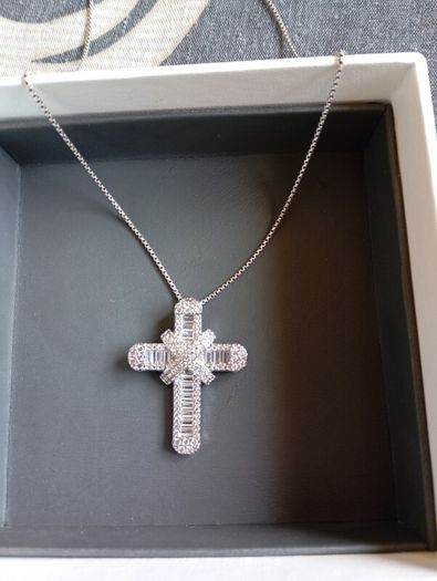 sterling Silver cz cross on sterling silver chain