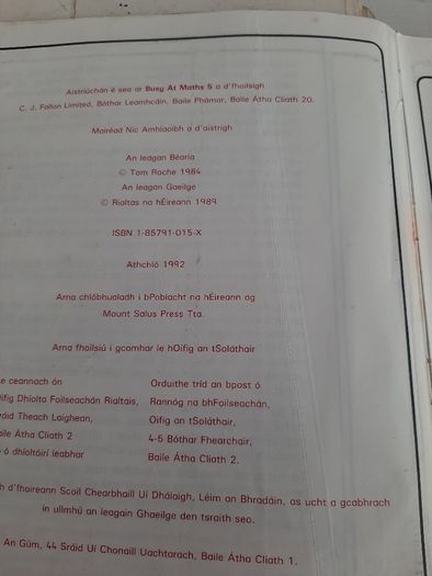 Gaeilge Gafa le Mata school book