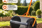 24 Inch Compost Spreader Heavy-Duty Steel Peat Moss &amp; Lawn Roller