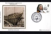 1982 Great Britain Benham Silke Cover showing The Worshipful Company of Shipwrights tying 19 1/2p Admiral Blake and Triumph commemorative stamp