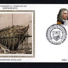 1982 Great Britain Benham Silke Cover showing The Worshipful Company of Shipwrights tying 19 1/2p Admiral Blake and Triumph commemorative stamp