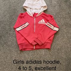 Girls adidas hoodie, 4 to 5, excellent condition
