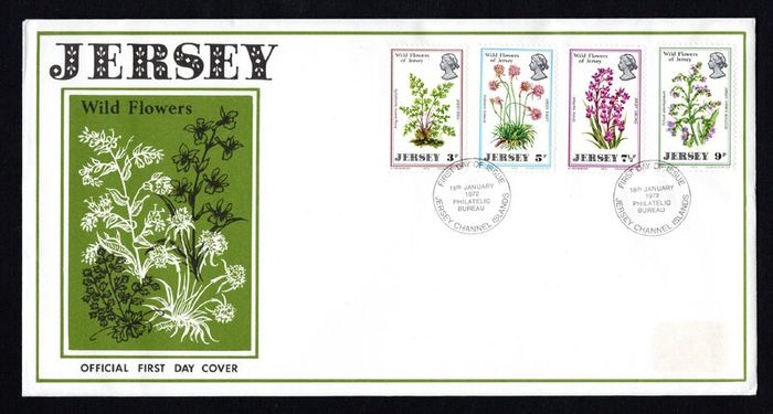1972 Jersey Wild Flowers of Jersey Commemorative Stamps First Day Cover (FDC)