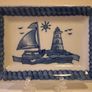 SALE! Blue / White Trinket Dish with Boat and Lighthouse Image 2