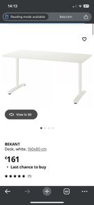 IKEA BEKANT Desk, white, 160x80 cm