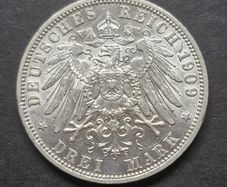 Germany 1909 A Prussia 3 Mark - William II Silver Coin