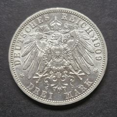 Germany 1909 A Prussia 3 Mark - William II Silver Coin