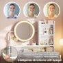 Dressing Table with LED Lights, Adjustable Brightness & Height Adjustable for 120-180 cm, 2 Fabric Drawers, 80 x 40 x 136 cm, White + White Image 4