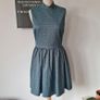 Topshop Boutique vintage retro peacock blue antique gold fit and flare mini dress formal S M 10 Image 3