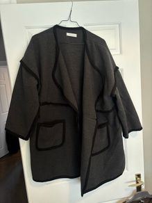 Grey coat with piping detail - bought in Hong Kong