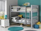 Grey or white bunk beds on sale with foam mattresses