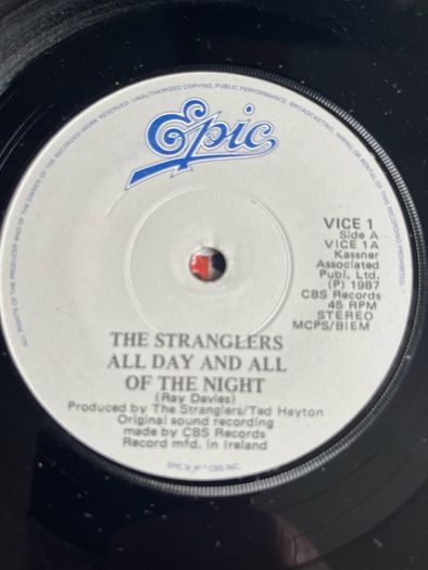 The Stranglers All day and all of the Night picture sleeve vinyl record single in vg+ condition