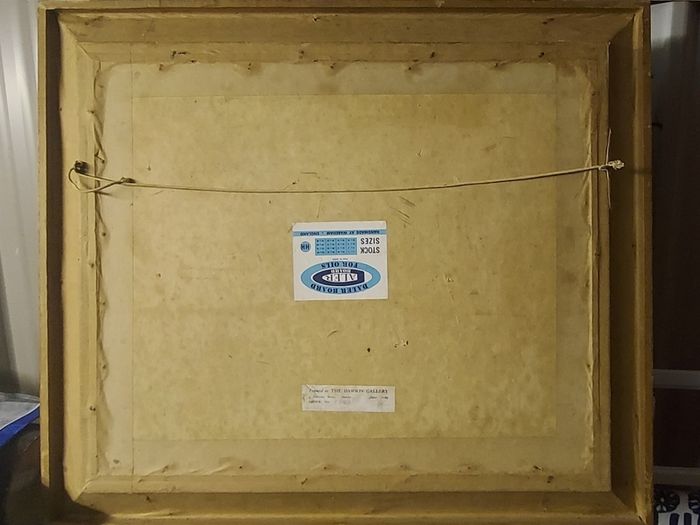Large antique painting in wood frame
