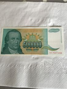 Rare Yugoslavia Banknote- 500000 Dinara