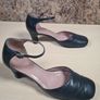 Womens CLARKS square toe block heels shoes sandals  blue leather Size UK 5.5 EU 38.5 Image 8