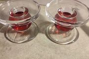 Lovely Set Of 2 Glass Candle Holder Marked Glendalaugh Ireland.