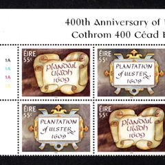 2009 Ireland The 400th Anniversary of the Plantation of Ulster Commemorative Stamps Plate Block 1A1A1A1A Mint Never Hinged (MNH)