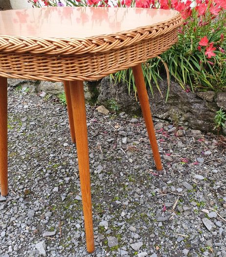 Very Rare Mid Century Wicker Table
