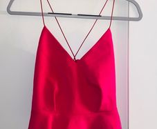 River Island Fuchsia Pink Strappy cropped Party Top