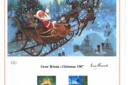 1987 Great Britain Limited Edition Lithographed Print measuring 333mm X 257mm showing Christmas 1987 Commemorative stamps with First Day of Issue Cancel