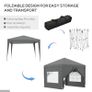 3 x 3 Meters Pop Up Water Resistant Gazebo Wedding Camping Party Tent Canopy Marquee with Carry Bag and 2 Windows, Grey Image 7