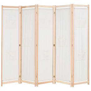 5-Panel Room Divider Cream 200x170x4 cm Fabric
