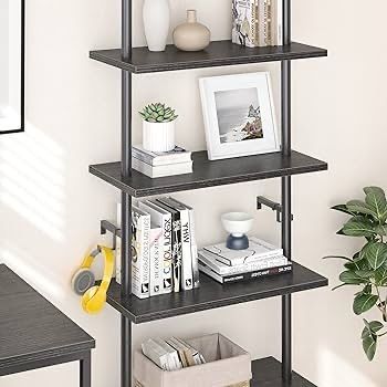 NEW SALE | Ladder Shelf 5-Tier Bookcase Rack 180CM Storage Unit with Metal Frame Floating Wall Shelf for Living Room