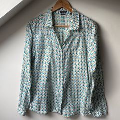 Marc O'Polo Organic Cotton Long Sleeve Graphic Print Blouse Shirt Size 38 10 12