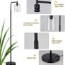 Led Floor Lamp,Modern Standing Lamp with Hanging Glass Shade,Eye-Care Metal Reading Floor Light,Industrial Warm White Floor Lamps for Living Room,Office,Black 6W A60,E27 Edison Bulb Included (FREE POSTAGE) Image 7