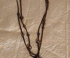 Per Una Long Multi-Faceted.Brown Glass Bead & Faux Leather Necklace