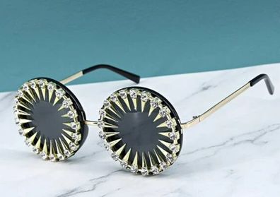 Rhinestone & Rivet Decor Round Frame glasses