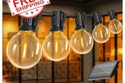NEW SALE | Solar String Lights Outdoor, 15M/50FT 25 LED Solar Festoon Lights Outdoor, Waterproof 4 Modes Garden Lights for Patio Gate Yard Fence Trees Wedding Party