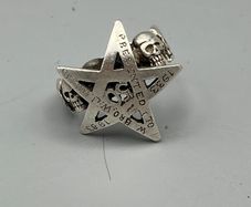 Chunky Heavy Vintage Silver Star and Skull Ring 10g - Biker, Gothic