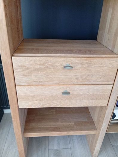 solid oak display cabinet with drawers