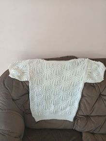 Vintage Handknit White Short Sleeve Top