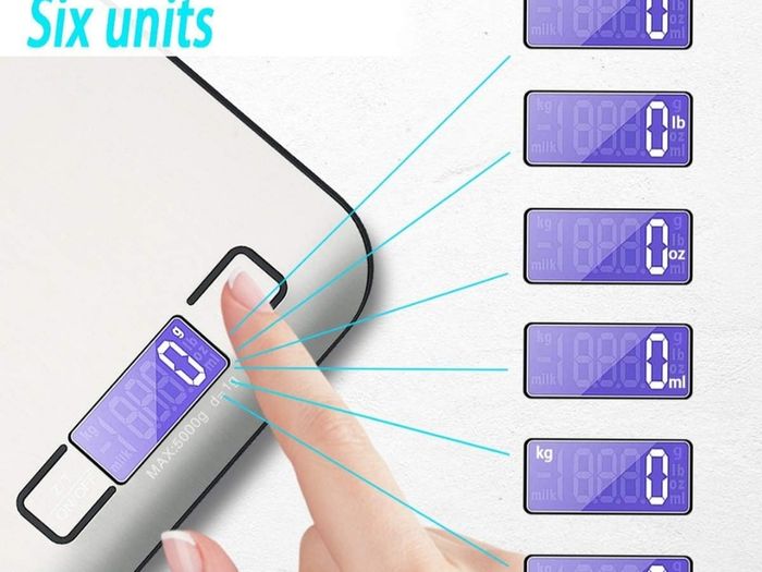 Kitchen Scales Digital, 11lb/5kg Ultra Thin Food/Cooking/Baking Scale,1g/0.1oz Precise Graduation 5 Units Tare Function Touch Button, Backlit LCD High Precision, Stainless Steel-5kg