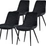 Set of 4 Sage Velvet Dining Chairs with Backrest Black Steel Frame Image 3