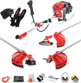 BU-KO 52cc Petrol Strimmer Garden Tool Including: String Trimmer, Brush Cutter with 3T Blade, Steel Wire Strummer Weed Brush Cutting Blade. Great Outdoor Power tool
