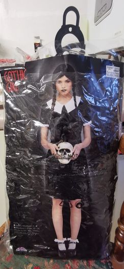 dress. Medium size, Gothic girl black and white velvet costume