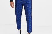 Asos design tapered crop smart trousers in blue paisley