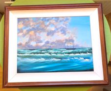 Seascape Oil on Canvas Painting 32/26in