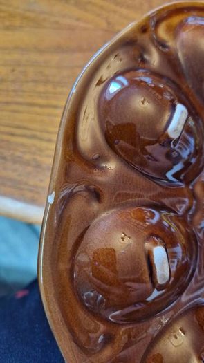1970's Red and Brown drip glazed Egg Platter
