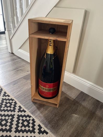 Large Champagne Bottle and Stand