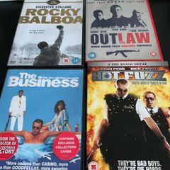 4 DVD's including - hot fuzz, rocky balboa, outlaw and the business