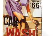 Vintage Tin Sign for Garage Retro Decor Metal Poster Pinup Girl Plaque Full Service Car Wash