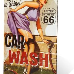 Vintage Tin Sign for Garage Retro Decor Metal Poster Pinup Girl Plaque Full Service Car Wash