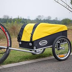 Folding Bicycle Trailer with Shock Absorber 120L Large Cargo, 40 kg Load Capacity, Waterproof Tarpaulin, Quick-Release Hitch, Reflective Safety Flags