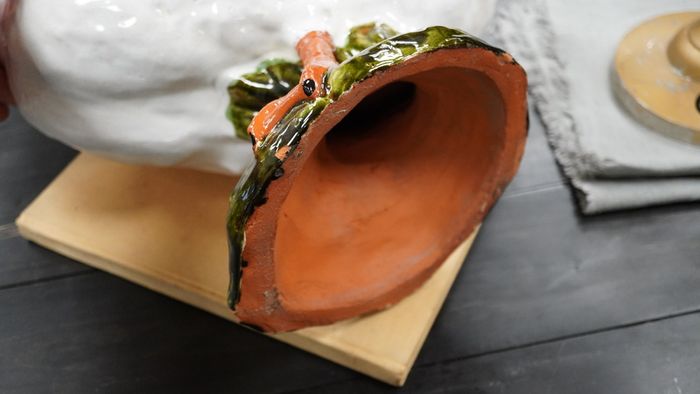 Large Antique French Glazed Terracotta Goose